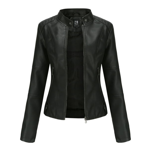 Women Fashion Casual Faux Leather PU Suit Jacket Short Coats Motorcycle Outwear Women Fashion Casual Faux Leather PU Suit Jacket Short Coats Motorcycle Outwear